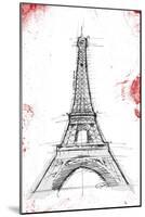 Eiffel Red Pop Sketch-OnRei-Mounted Art Print