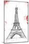 Eiffel Red Pop Sketch-OnRei-Mounted Art Print