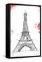 Eiffel Red Pop Sketch-OnRei-Framed Stretched Canvas