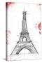 Eiffel Red Pop Sketch-OnRei-Stretched Canvas