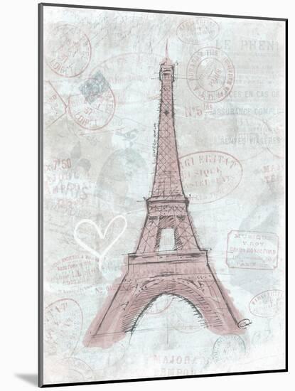 Eiffel Sketch Romantic-OnRei-Mounted Art Print