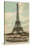 Eiffel Tower and Boat on the Seine-null-Stretched Canvas