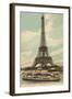 Eiffel Tower and Boat on the Seine-null-Framed Art Print