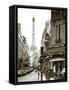 Eiffel Tower and Cafe on Boulevard De La Tour Maubourg, Paris, France-Jon Arnold-Framed Stretched Canvas