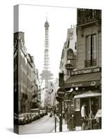 Eiffel Tower and Cafe on Boulevard De La Tour Maubourg, Paris, France-Jon Arnold-Stretched Canvas