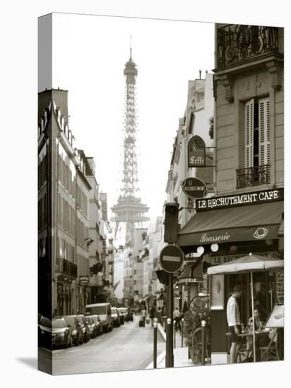 Eiffel Tower and Cafe on Boulevard De La Tour Maubourg, Paris, France-Jon Arnold-Stretched Canvas