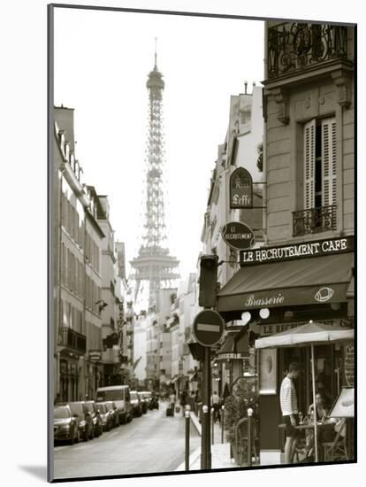Eiffel Tower and Cafe on Boulevard De La Tour Maubourg, Paris, France-Jon Arnold-Mounted Photographic Print