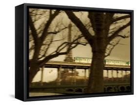 Eiffel Tower and Metro Train on Pont De Bir-Hakeim, Paris, France, Europe-null-Framed Stretched Canvas