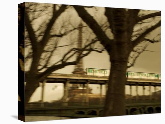 Eiffel Tower and Metro Train on Pont De Bir-Hakeim, Paris, France, Europe-null-Stretched Canvas