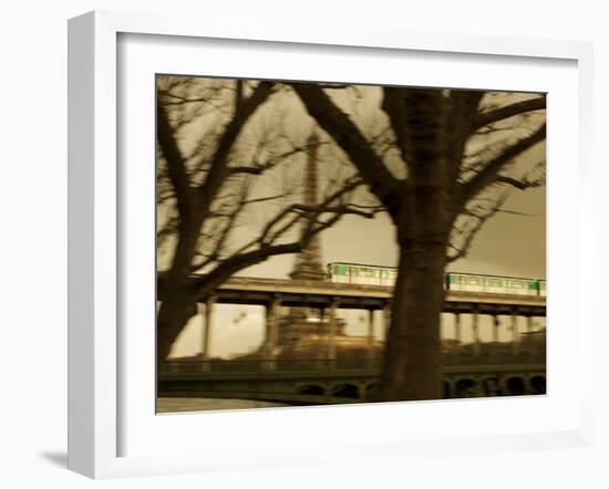 Eiffel Tower and Metro Train on Pont De Bir-Hakeim, Paris, France, Europe-null-Framed Photographic Print