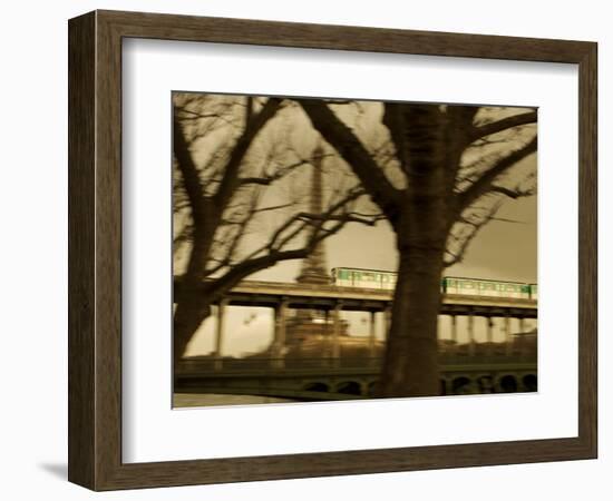 Eiffel Tower and Metro Train on Pont De Bir-Hakeim, Paris, France, Europe-null-Framed Photographic Print