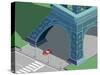Eiffel Tower and Red Car Isometric-Nikola Knezevic-Stretched Canvas
