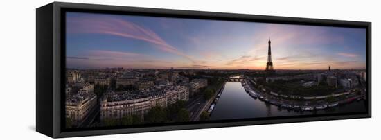 Eiffel Tower and River Seine at dawn, Paris, France, Europe-Panoramic Images-Framed Stretched Canvas