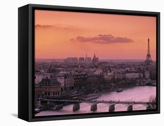 Eiffel Tower and River Seine, Paris, France-Walter Bibikow-Framed Stretched Canvas