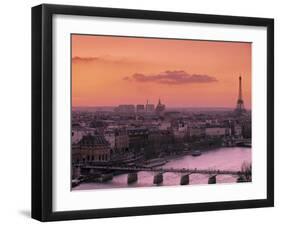 Eiffel Tower and River Seine, Paris, France-Walter Bibikow-Framed Photographic Print