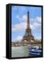 Eiffel Tower and Seine Boat Paris-Cora Niele-Framed Stretched Canvas