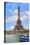 Eiffel Tower and Seine Boat Paris-Cora Niele-Stretched Canvas