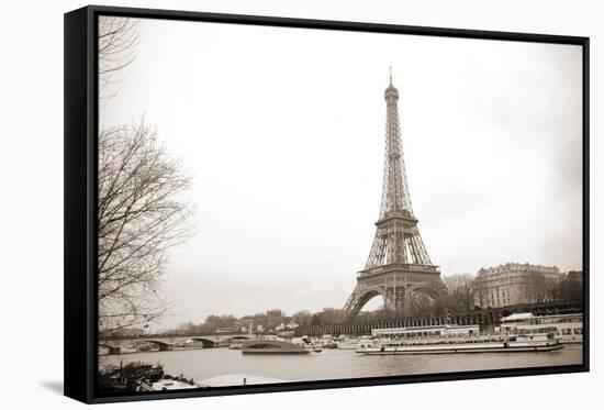 Eiffel Tower and Seine River in Paris-TEA-Framed Stretched Canvas