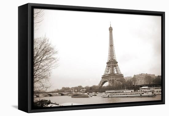 Eiffel Tower and Seine River in Paris-TEA-Framed Stretched Canvas