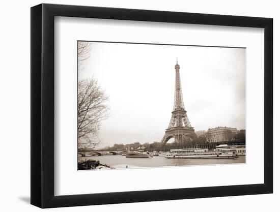 Eiffel Tower and Seine River in Paris-TEA-Framed Photographic Print