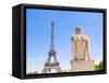 Eiffel Tower and Statue Outside Trocadero-John Harper-Framed Stretched Canvas