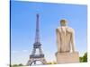 Eiffel Tower and Statue Outside Trocadero-John Harper-Stretched Canvas