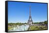 Eiffel Tower and the Trocadero Fountains, Paris, France, Europe-Neale Clark-Framed Stretched Canvas