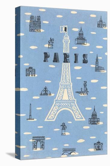 Eiffel Tower and Various Paris Motifs-null-Stretched Canvas
