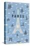 Eiffel Tower and Various Paris Motifs-null-Stretched Canvas