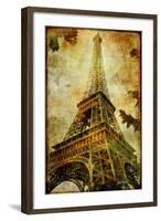 Eiffel Tower - Artistic Toned Picture in Retro Style-Maugli-l-Framed Art Print