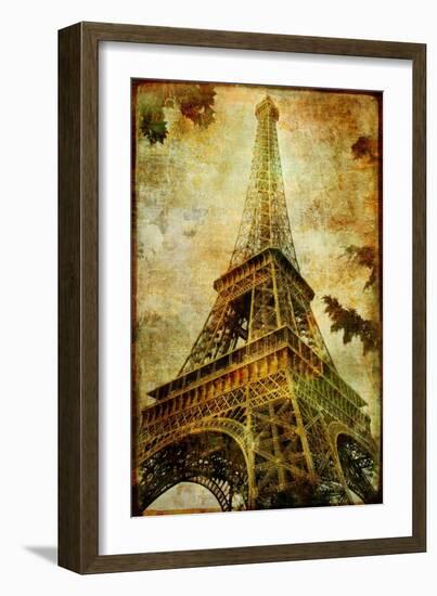 Eiffel Tower - Artistic Toned Picture in Retro Style-Maugli-l-Framed Art Print