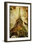 Eiffel Tower - Artistic Toned Picture in Retro Style-Maugli-l-Framed Art Print