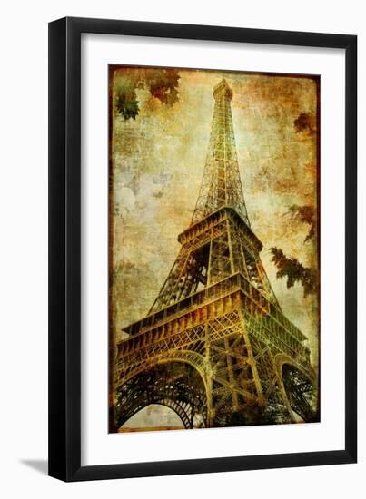 Eiffel Tower - Artistic Toned Picture in Retro Style-Maugli-l-Framed Art Print