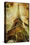 Eiffel Tower - Artistic Toned Picture in Retro Style-Maugli-l-Stretched Canvas