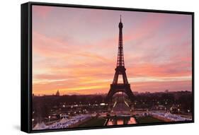 Eiffel Tower at Sunrise, Paris, Ile De France, France, Europe-Markus Lange-Framed Stretched Canvas