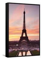 Eiffel Tower at Sunrise, Paris, Ile De France, France, Europe-Markus Lange-Framed Stretched Canvas