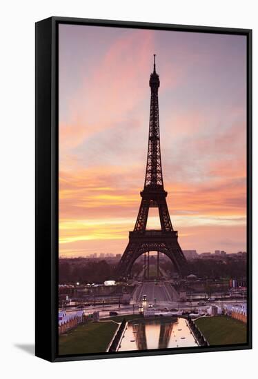 Eiffel Tower at Sunrise, Paris, Ile De France, France, Europe-Markus Lange-Framed Stretched Canvas