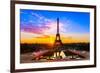 Eiffel Tower At Sunrise Paris-null-Framed Premium Giclee Print