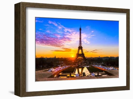 Eiffel Tower At Sunrise Paris-null-Framed Art Print