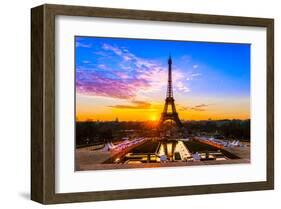 Eiffel Tower At Sunrise Paris-null-Framed Art Print