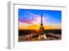 Eiffel Tower At Sunrise Paris-null-Framed Art Print