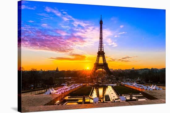 Eiffel Tower At Sunrise Paris-null-Stretched Canvas