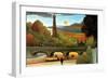 Eiffel Tower at Sunset-Henri Rousseau-Framed Art Print