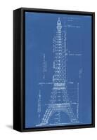 Eiffel Tower Blueprint-Vintage Apple Collection-Framed Stretched Canvas