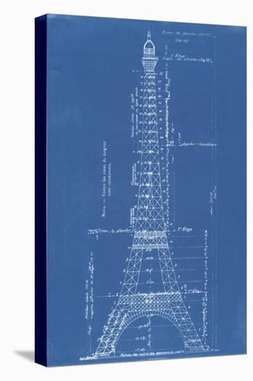 Eiffel Tower Blueprint-Vintage Apple Collection-Stretched Canvas