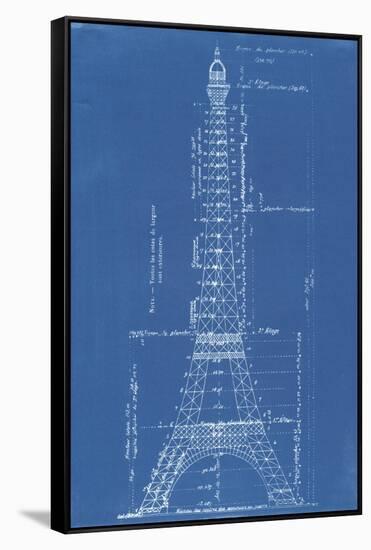 Eiffel Tower Blueprint-Vintage Apple Collection-Framed Stretched Canvas