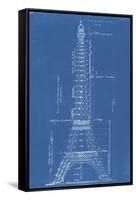 Eiffel Tower Blueprint-Vintage Apple Collection-Framed Stretched Canvas