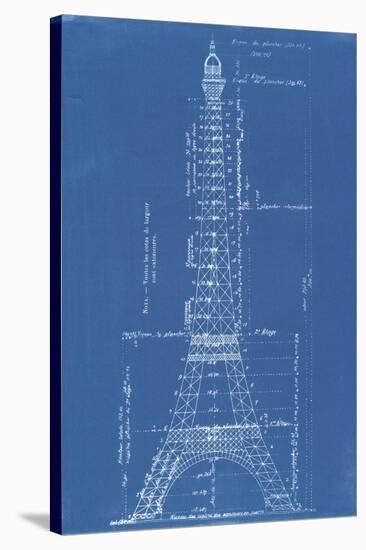 Eiffel Tower Blueprint-Vintage Apple Collection-Stretched Canvas