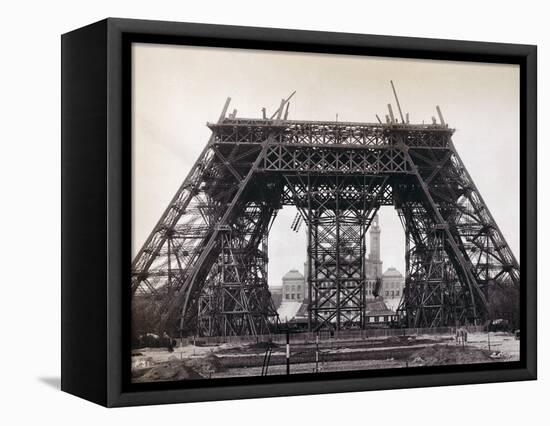 Eiffel Tower During Construction-Bettmann-Framed Stretched Canvas