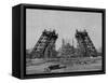 Eiffel Tower During Construction-null-Framed Stretched Canvas